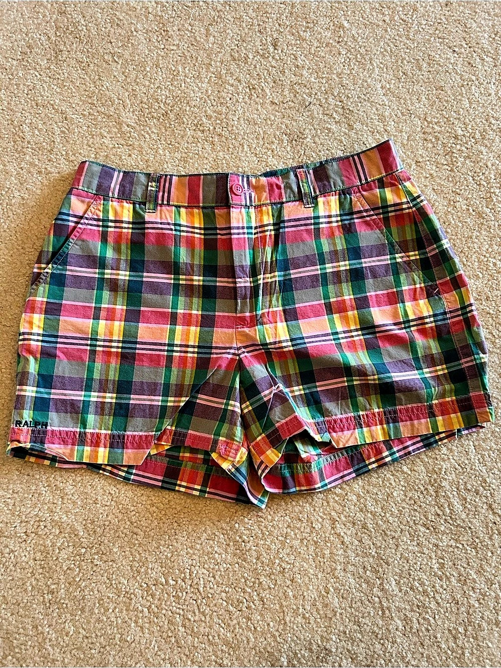 Ralph Lauren Plaid Bermuda Shorts in Multi & Pink Size 10 EUC